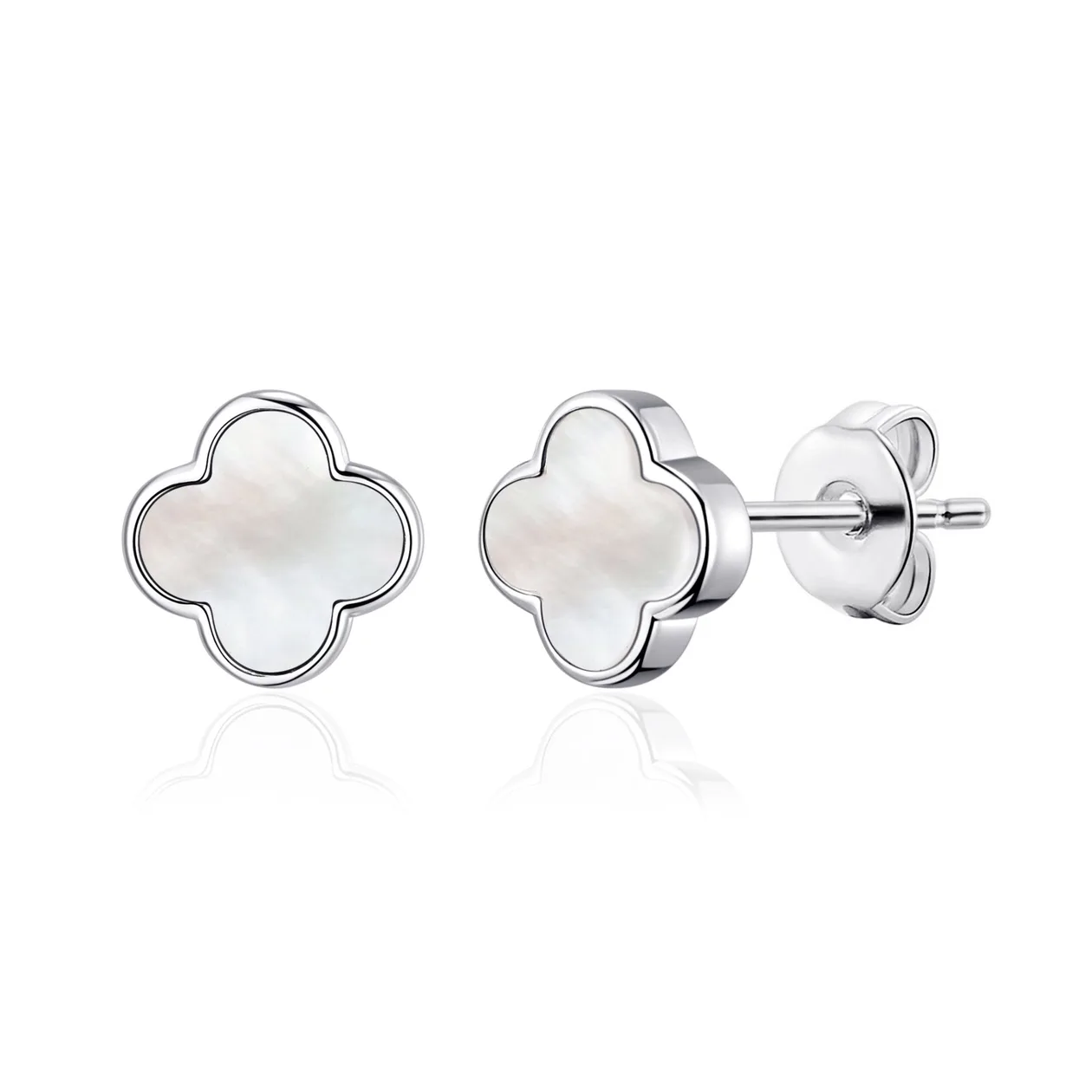 Mother of Pearl Gemstone Clover Earrings: the shop's own photo
