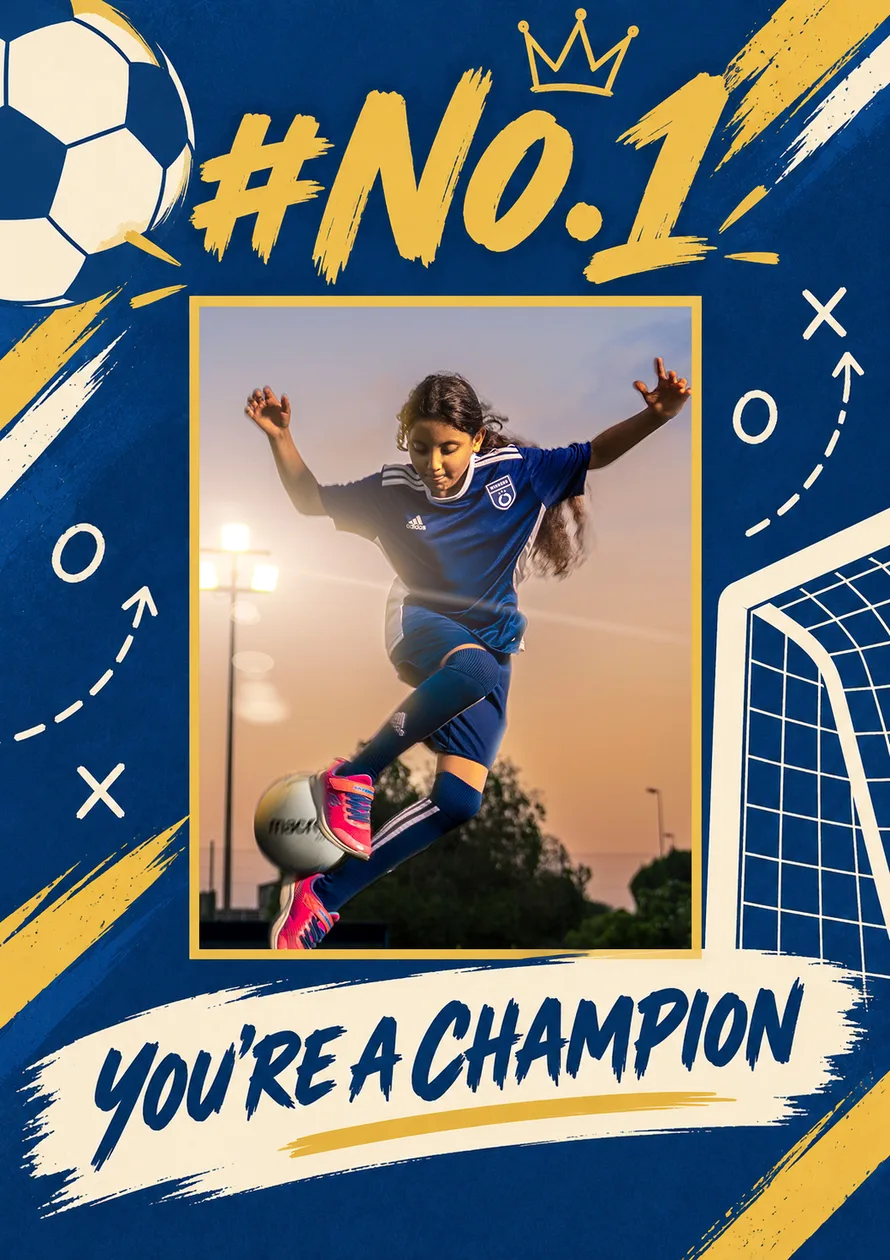 #No.1 Champion Football Photo Upload Birthday Card: the shop's own photo