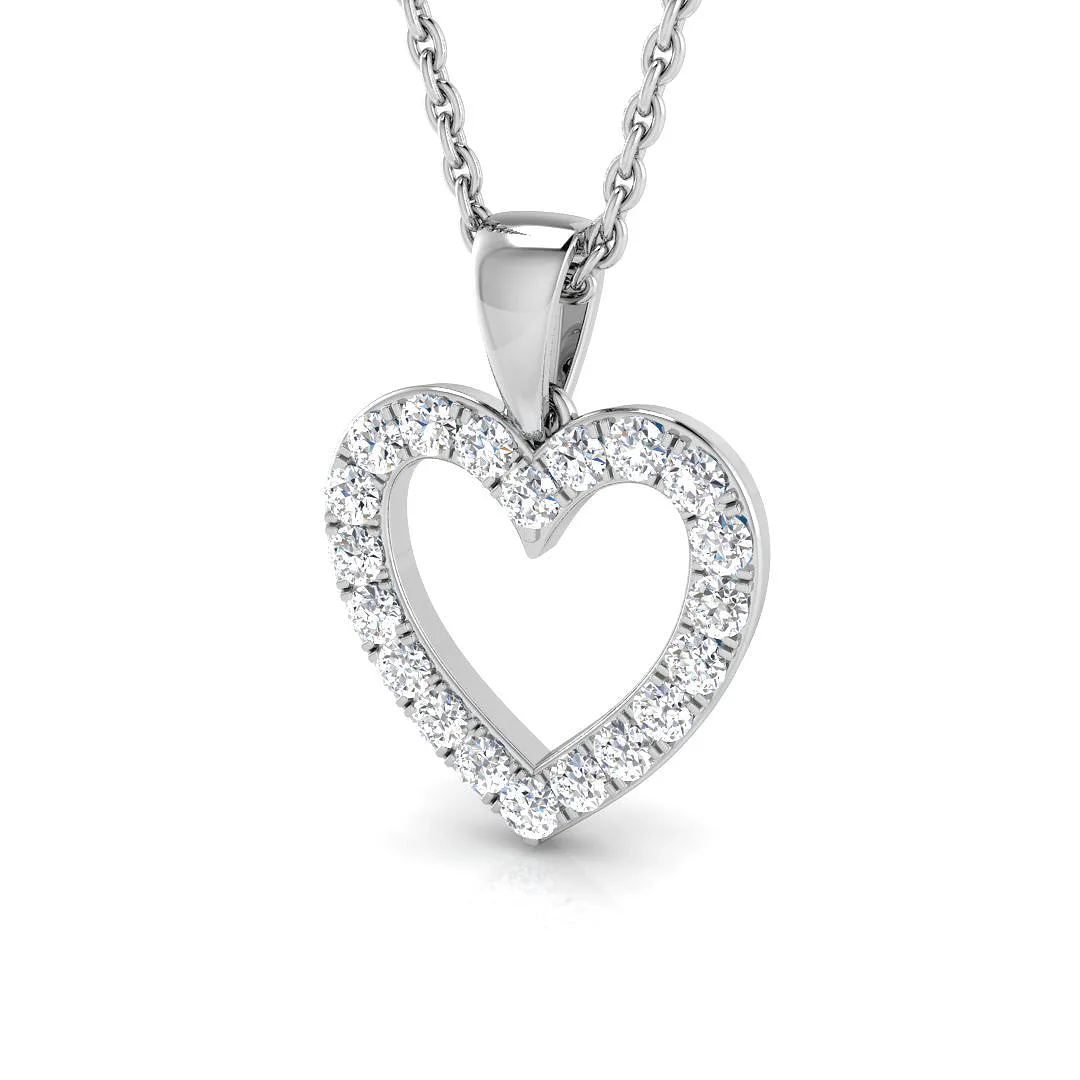 Heart-Shaped Diamond Pendant Necklace | Heart Pendant Without Chain - 950 Platinum / Natural Diamond(F/SI) / 0.25 Carat: the shop's own photo