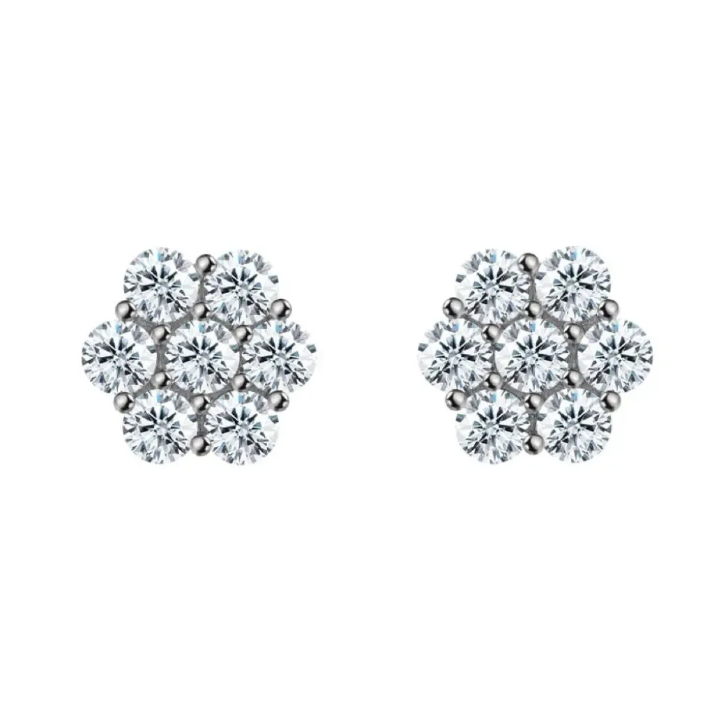 Stud Earrings with Lab Grown Round Diamond Cluster - 0.50ct Gold - 9k Rose Gold: the shop's own photo