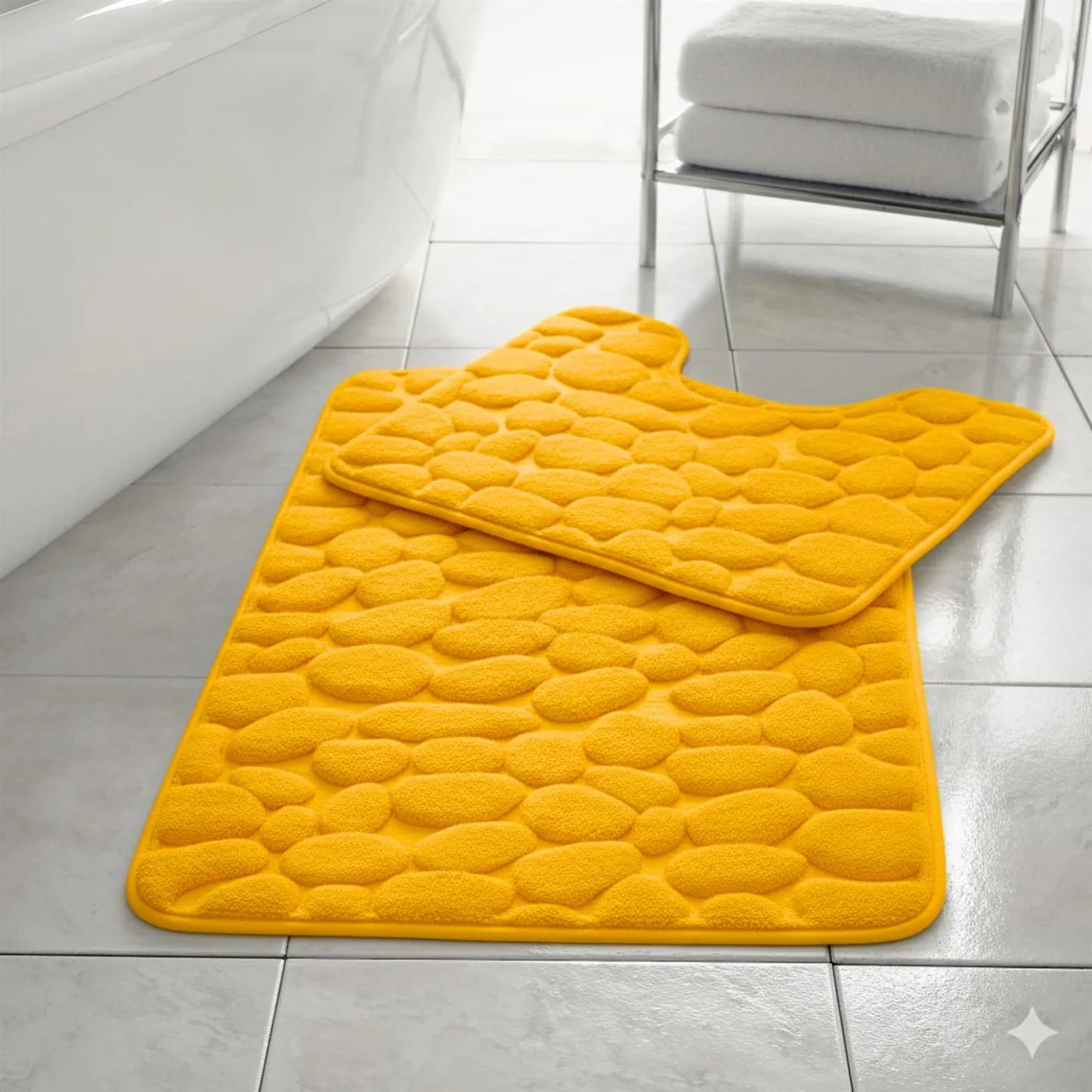 Memory Foam Pebbles Bath Mat Sets - Ochre: the shop's own photo