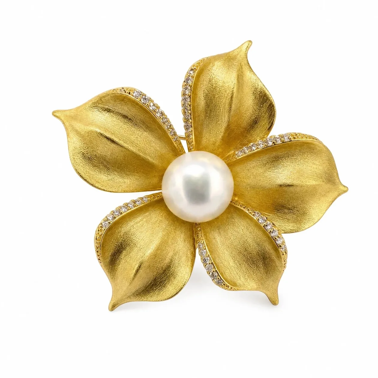 Gold Freshwater Pearl Brushed Flower Brooch and Pendant: the shop's own photo