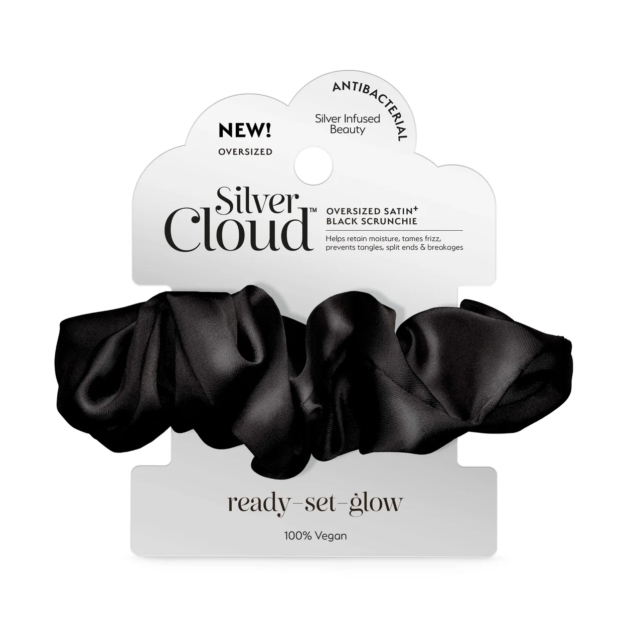 Soft Satin Oversized Black Hair Scrunchie: the shop's own photo