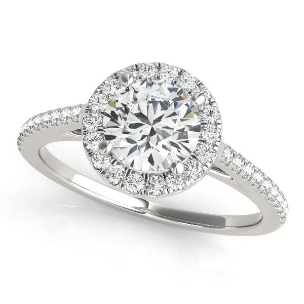 Lab Grown Round Diamond Halo Engagement Ring | Pave Diamonds | DE/VS - 18k Yellow Gold / 0.50 Carat: the shop's own photo