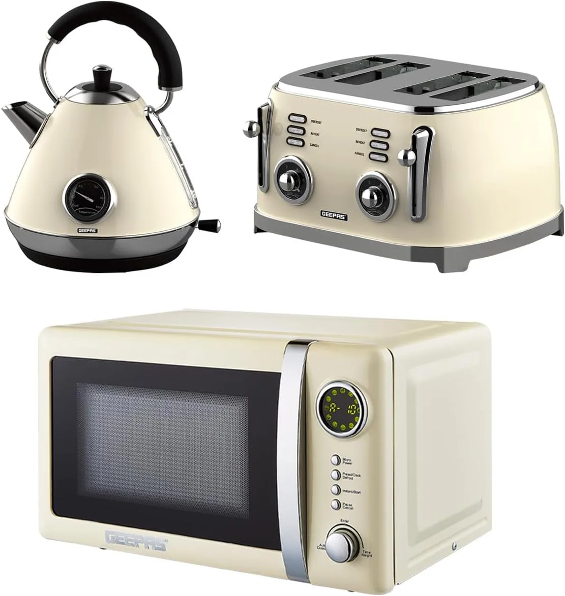 Retrovive Cream Electric Kettle, Toaster and Microwave Oven Set: the shop's own photo