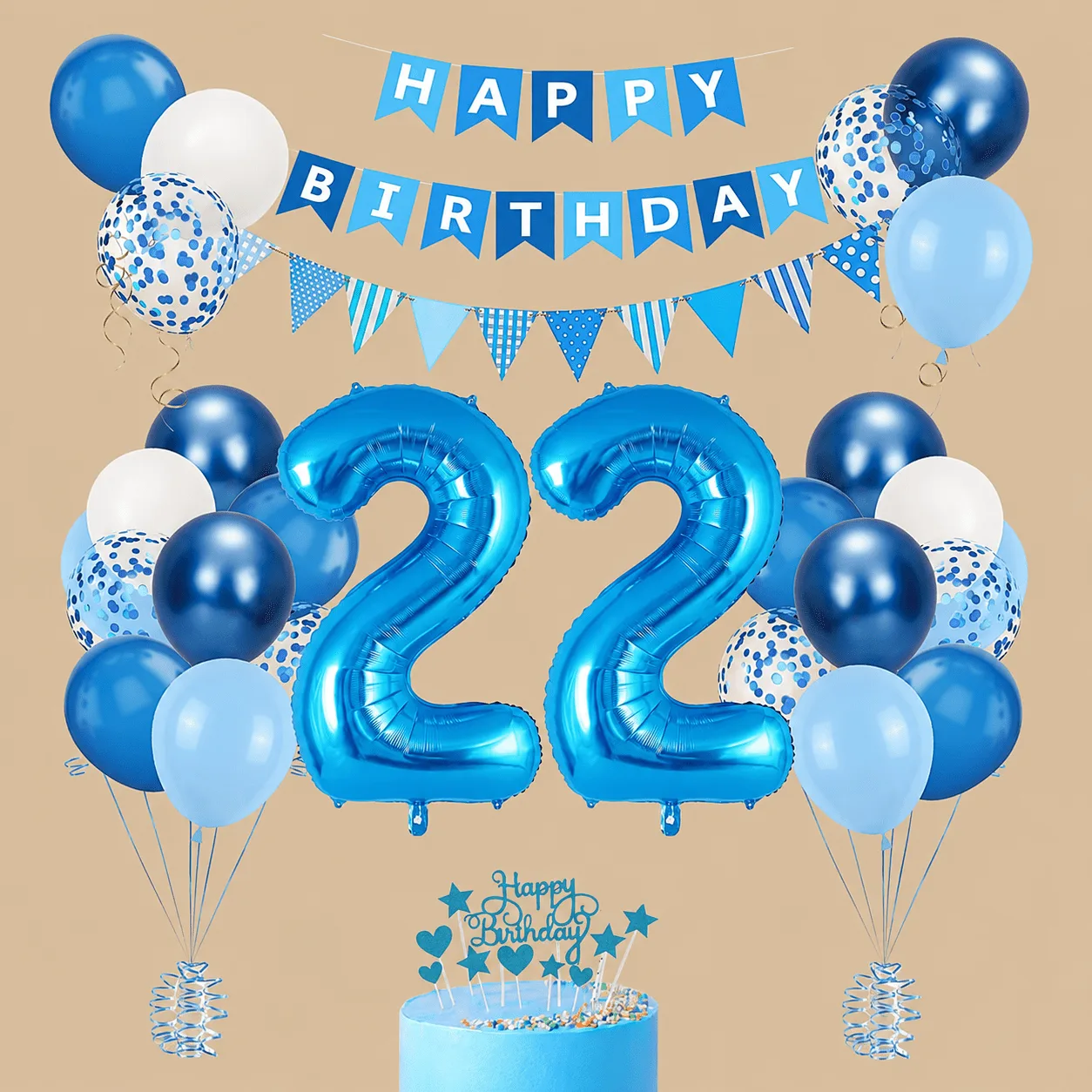 22nd Birthday Balloon, Banner & Topper Set: the shop's own photo
