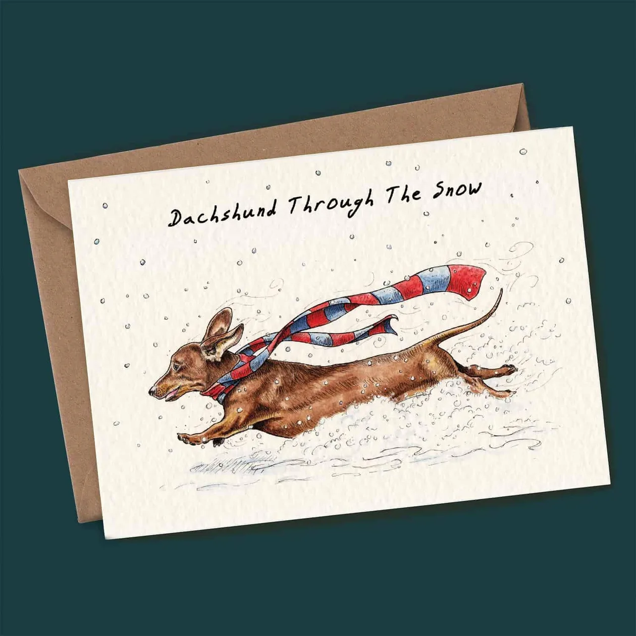Dachshund Through The Snow Card | Christmas Greetings Card - 5" x 7": the shop's own photo