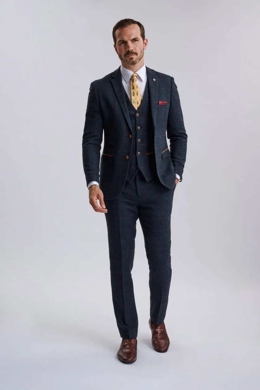 Madrid Navy Tweed Check Three Piece Suit: the shop's own photo