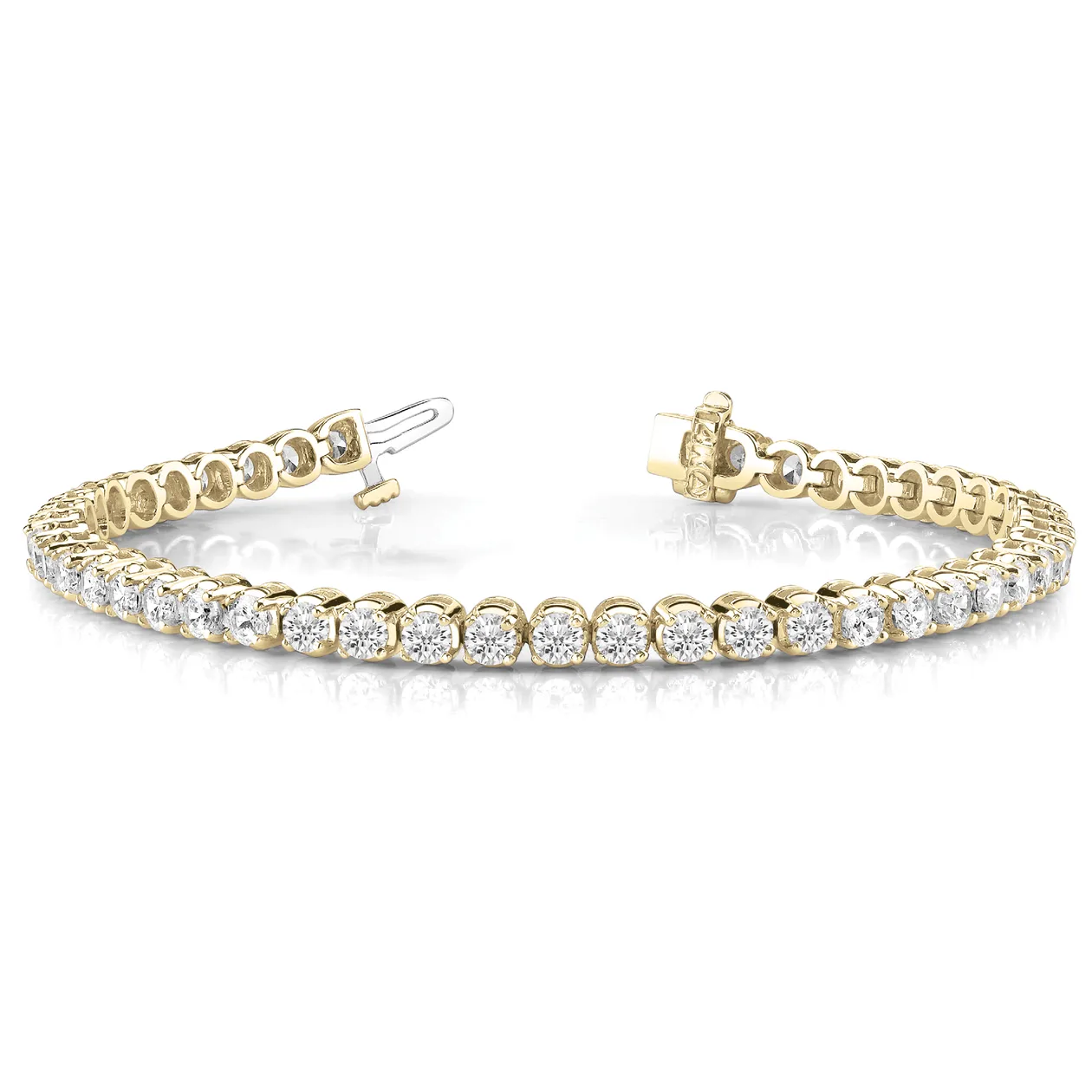 Round Cut Lab Grown Diamond Tennis Bracelet for Women – Gold & Platinum - 9k Yellow Gold / 3.00 Carat / Lab Grown Diamond: the shop's own photo