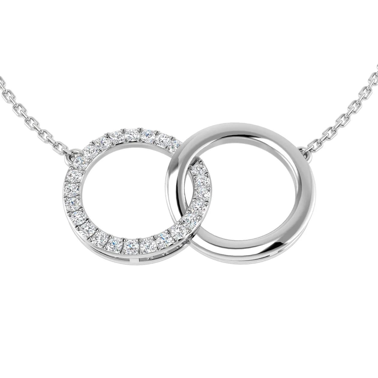 Double Circle Diamond Pendant Necklace - 950 Platinum / Natural Diamond(F/SI) / 0.50 Carat: the shop's own photo