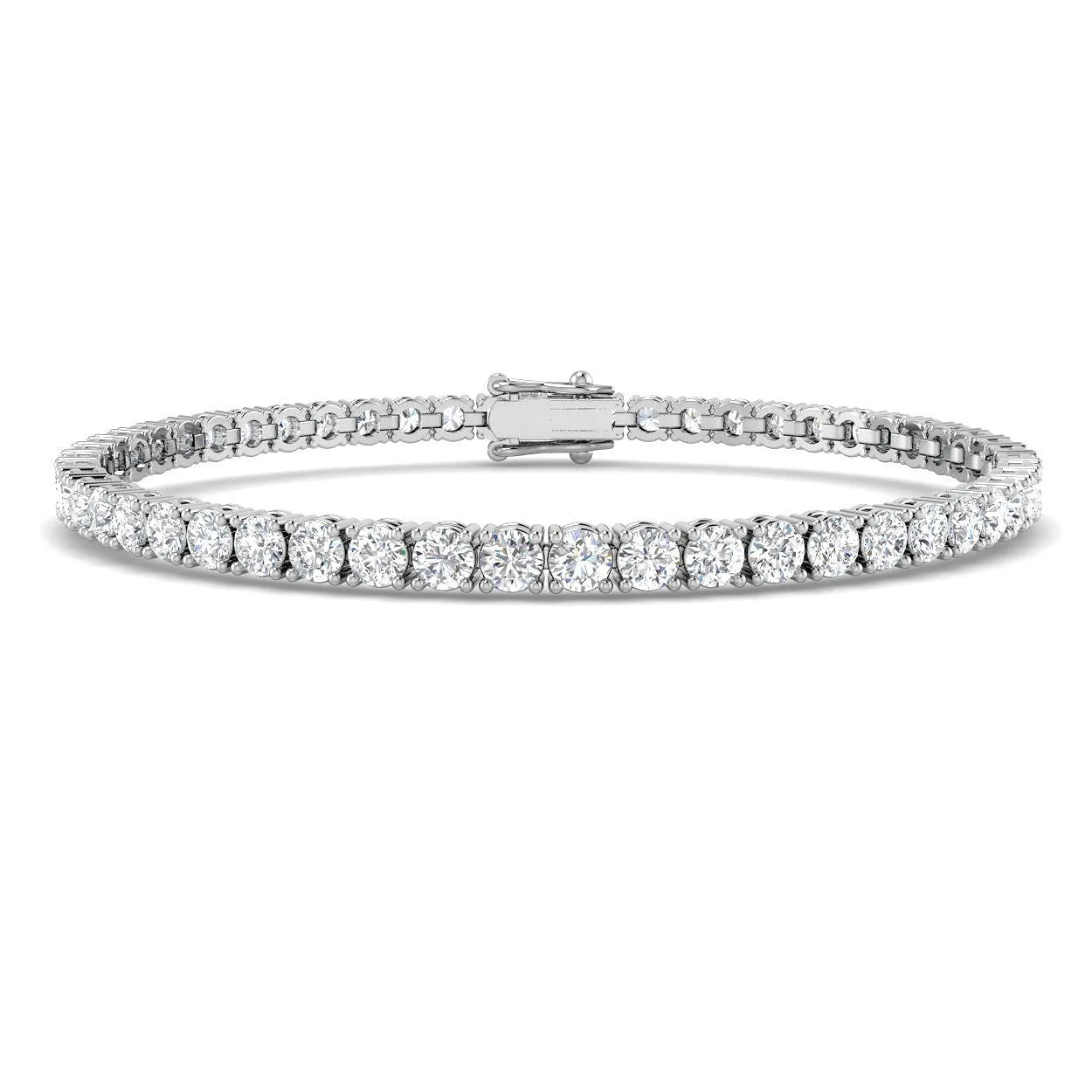 9K White Gold Lab Grown Diamond Tennis Bracelet – Round Prong Set Diamonds with Box Clasp - 18k Yellow Gold / 7.00 Carat / Natural Diamond: the shop's own photo