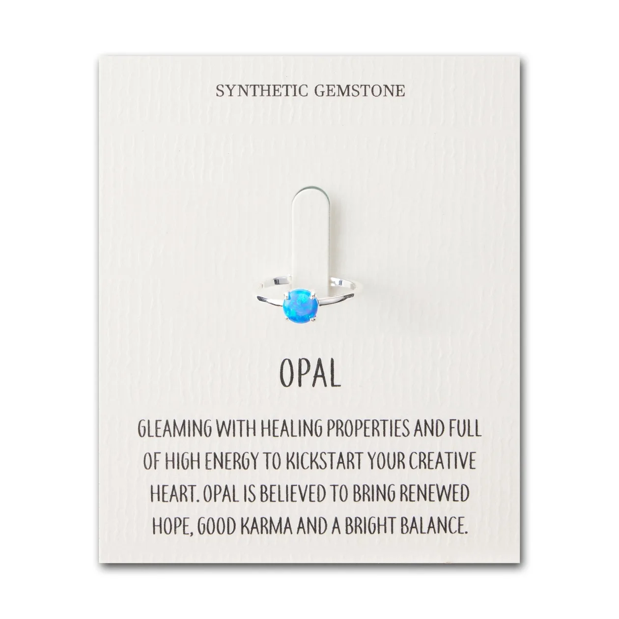 Synthetic Blue Opal Adjustable Ring with Quote Card: the shop's own photo