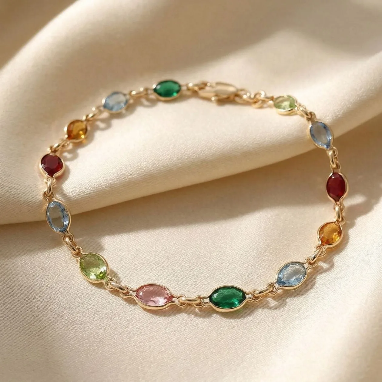 Multicolour Gemstone Crystal Gold Plated Bracelet: the shop's own photo