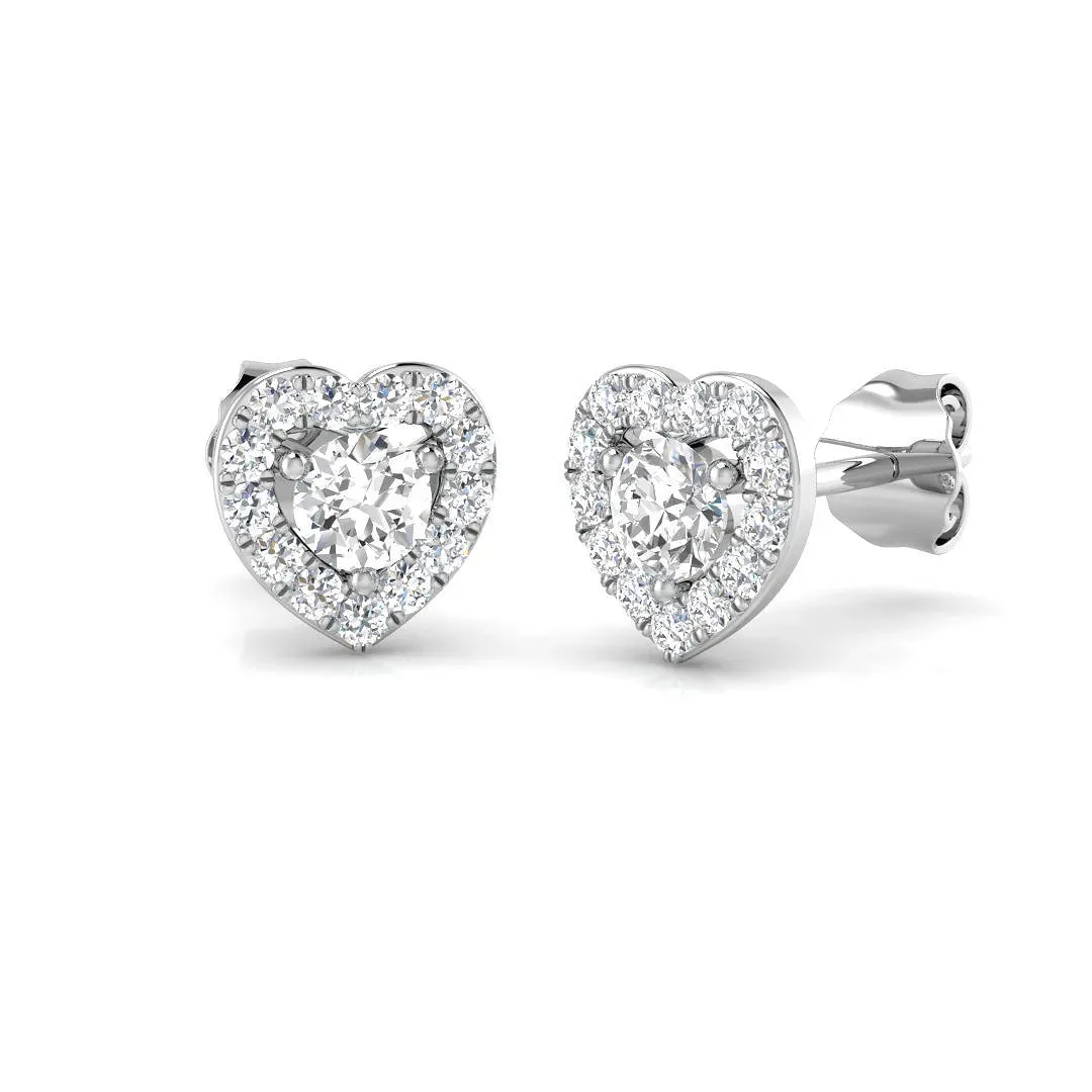 Stud Earrings with Lab Diamond Round and Square Halo - 0.30ct - 18k Yellow Gold / 0.33 Carat: the shop's own photo