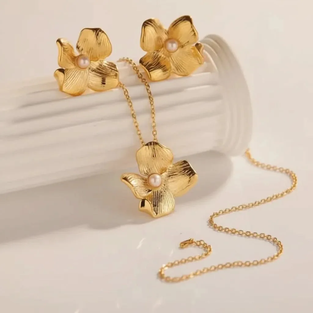 Flower Necklace & Earrings Bundle: the shop's own photo
