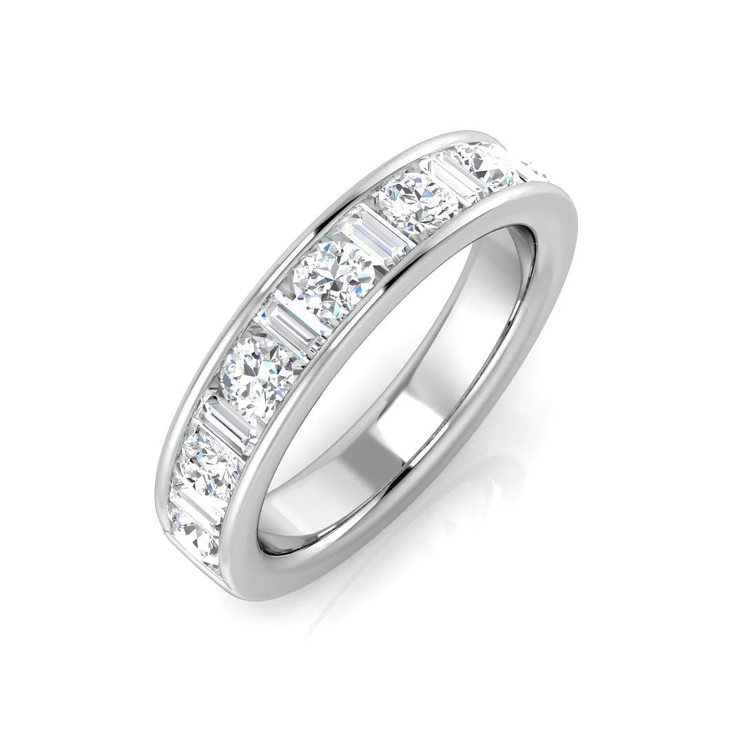 0.50-1.00ct Lab-Grown D/VVS Baguette & Round Cut Diamond Half Eternity Ring. - 18k Yellow Gold / 1.00 Carat: the shop's own photo