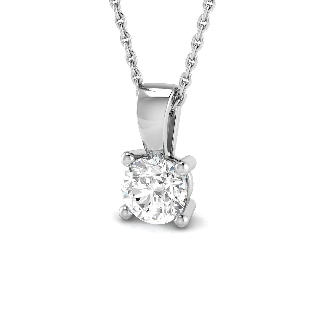 Round-Cut Diamond Pendant | Solitaire Diamond Necklace - 950 Platinum / Lab Grown Diamond (D/VVS) / 0.1 Carat: the shop's own photo