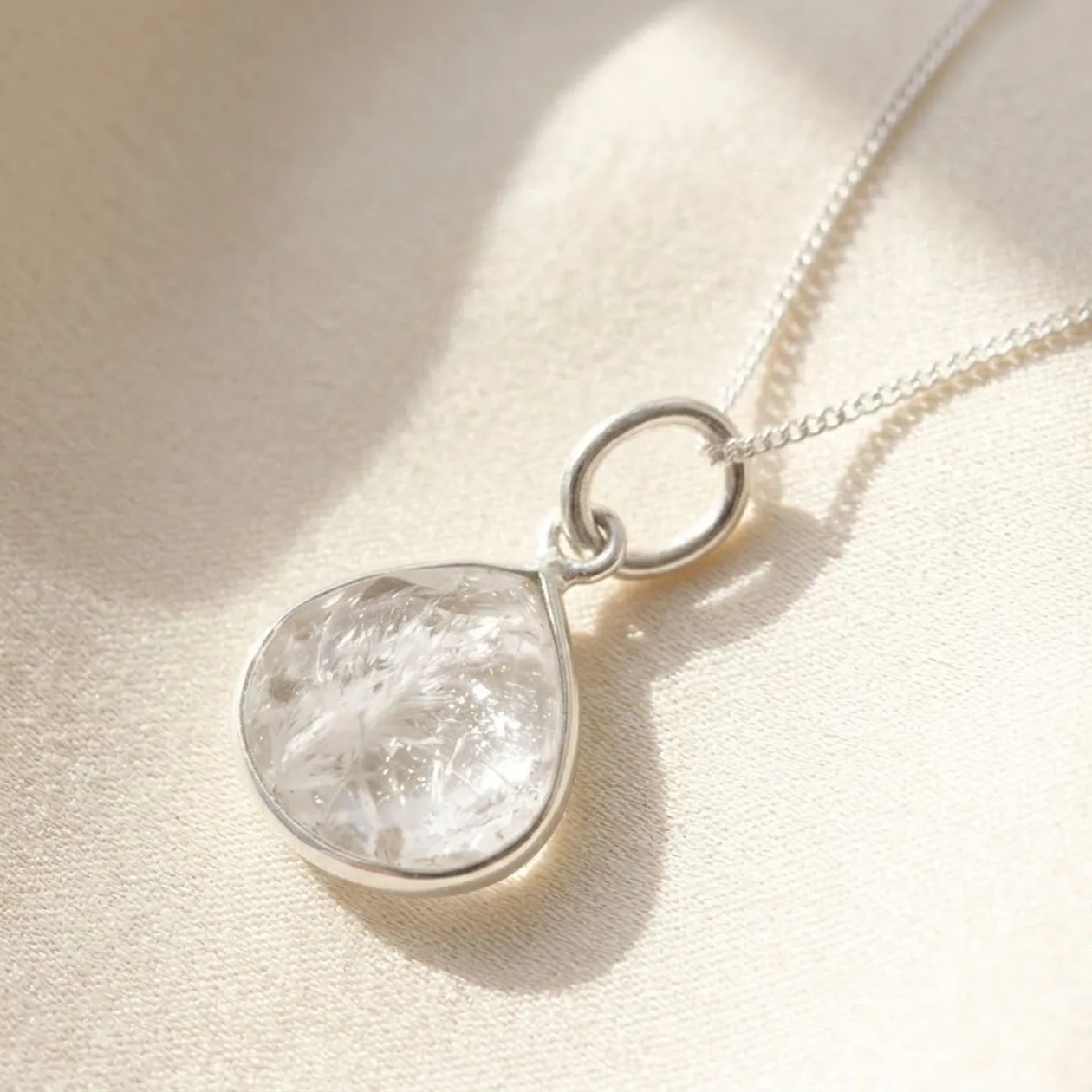 Herkimer Diamond Quartz Crystal April Birthstone Sterling Silver Necklace: the shop's own photo