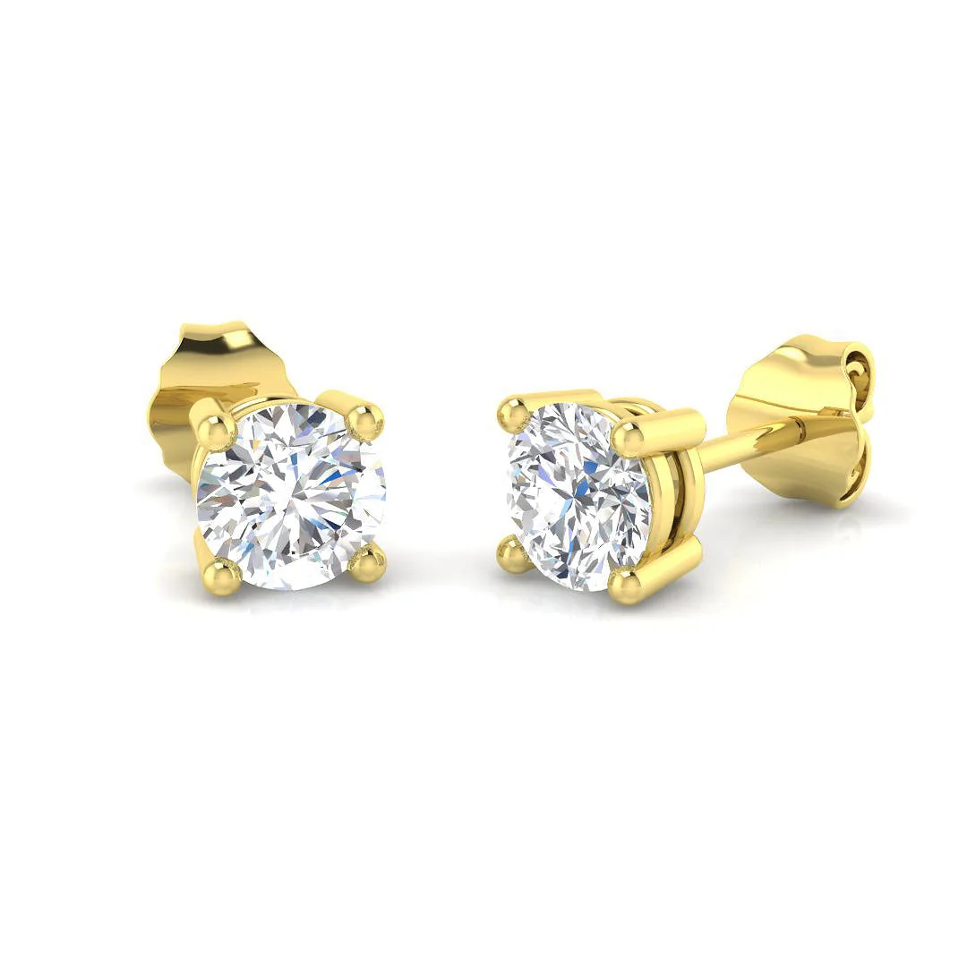 Stud Earrings with Lab Grown Round Cut Diamond - 3.00ct Gold - 18k Yellow Gold / 0.25 Carat: the shop's own photo