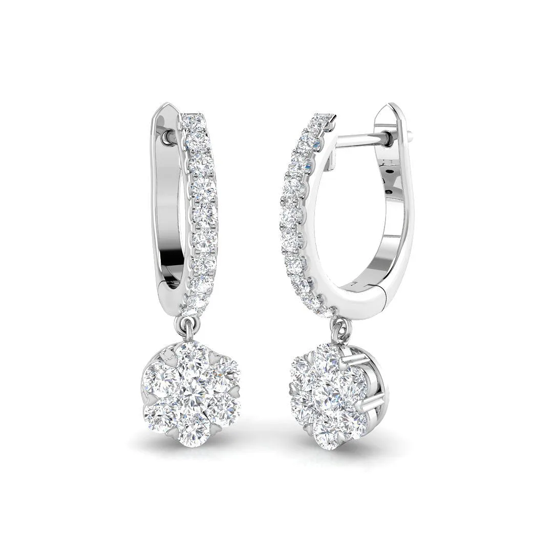 "Elegant Sorrl Gold Drop & Trilogy Diamond Earrings, 1ct-1.5ct Beauty" - 1 Carat / Lab Grown Diamond(D-VVS) / 9k Yellow Gold: the shop's own photo