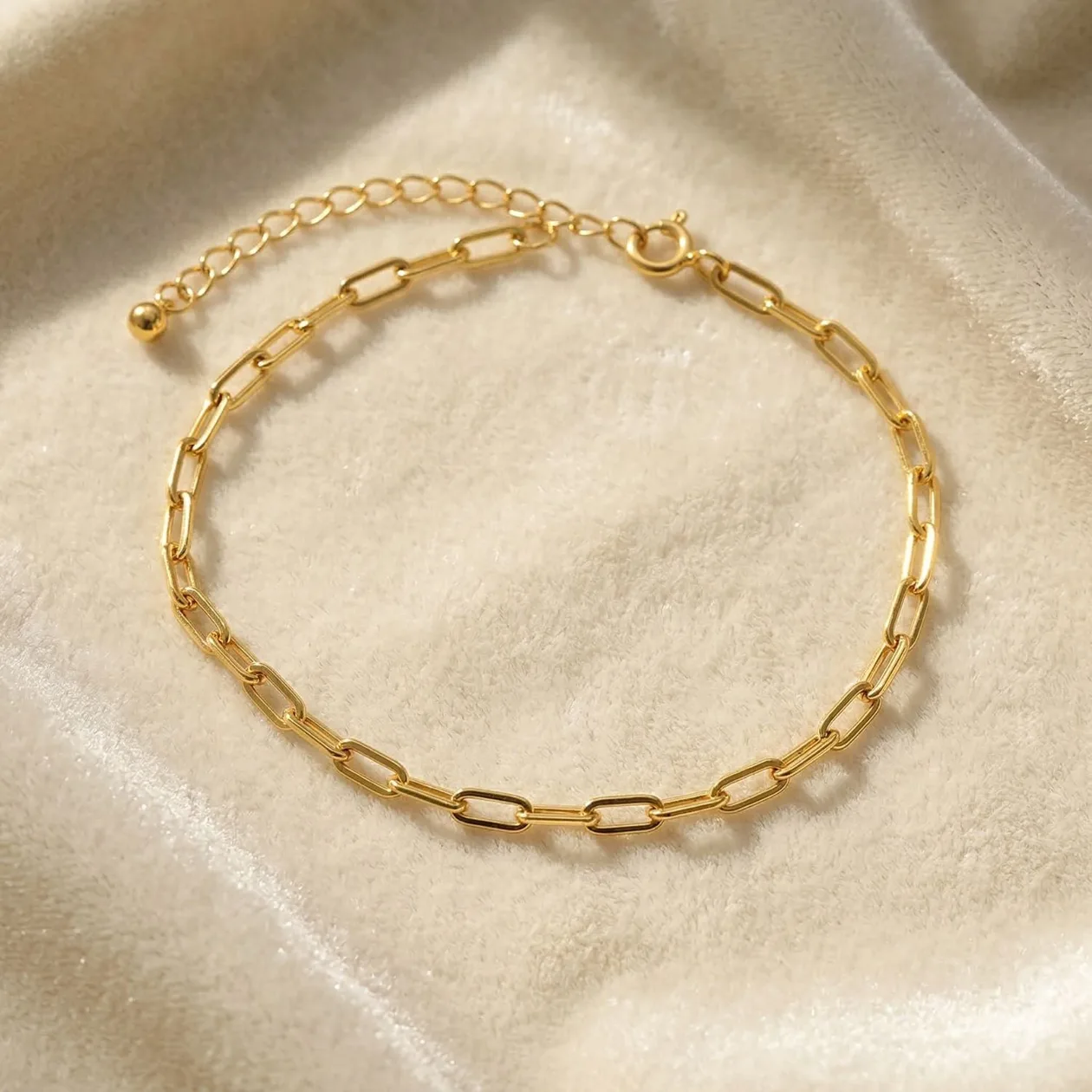 Gold Plated Everyday Paperclip Chain Stacking Bracelet: the shop's own photo