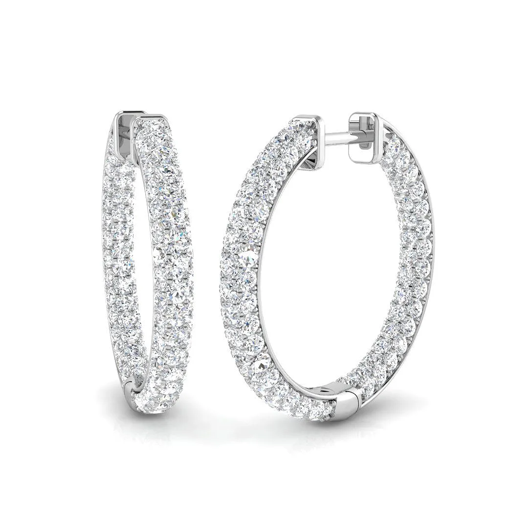 Natural & Lab-Grown Round Cut Diamond Hoop Earring in Gold - Certified Diamond - Lab Grown Diamond / 950 Platinum / 3: the shop's own photo