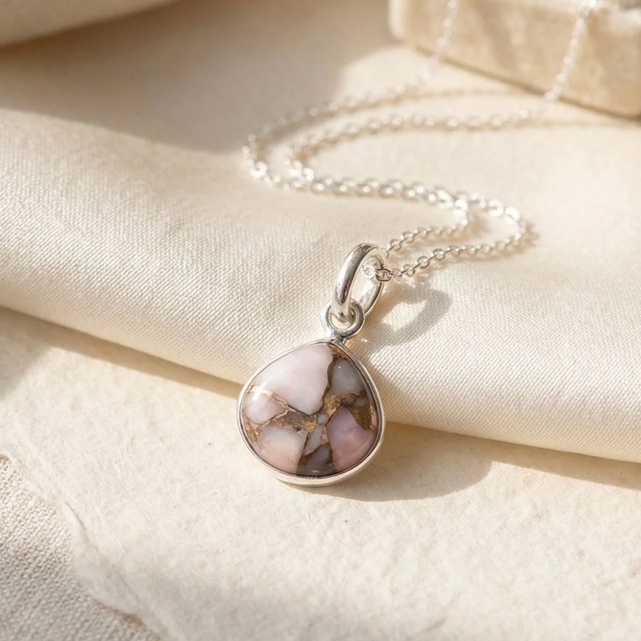 925 Sterling Silver Opal October Birthstone Necklace: the shop's own photo