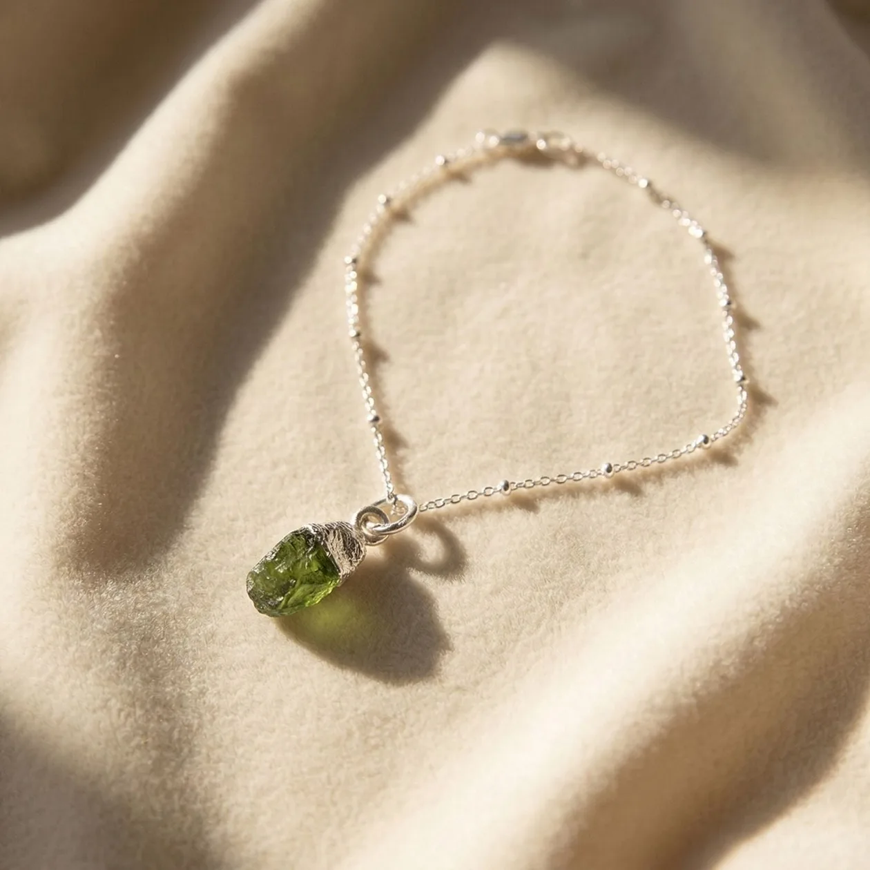 Sterling Silver Raw Peridot Crystal Bracelet: the shop's own photo