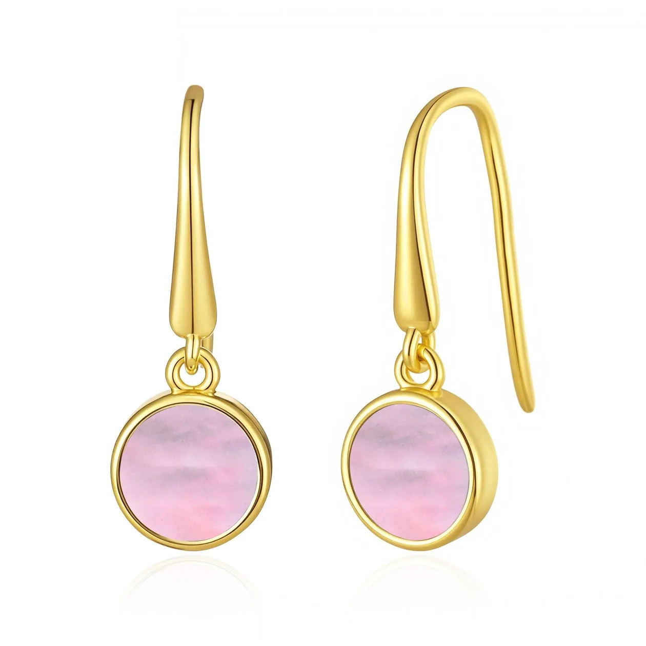 18k Gold Plated Pink Mother of Pearl Drop Earrings: the shop's own photo