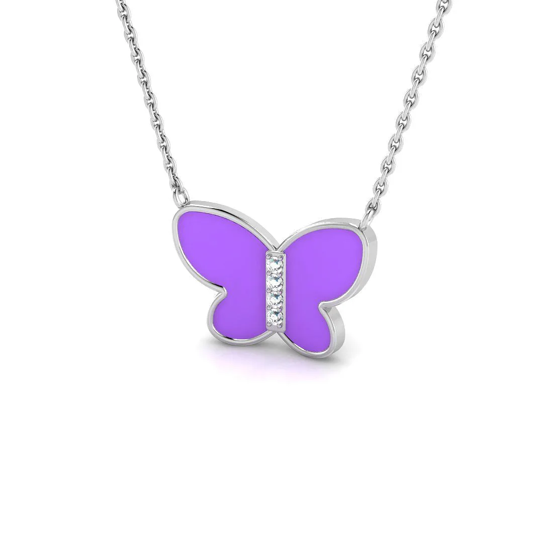 Diamond Butterfly Pendant 0.2ct Gold & Platinum Necklace - 9k White Gold / Lab Grown Diamond (D/VVS) / 0.2 Carat: the shop's own photo