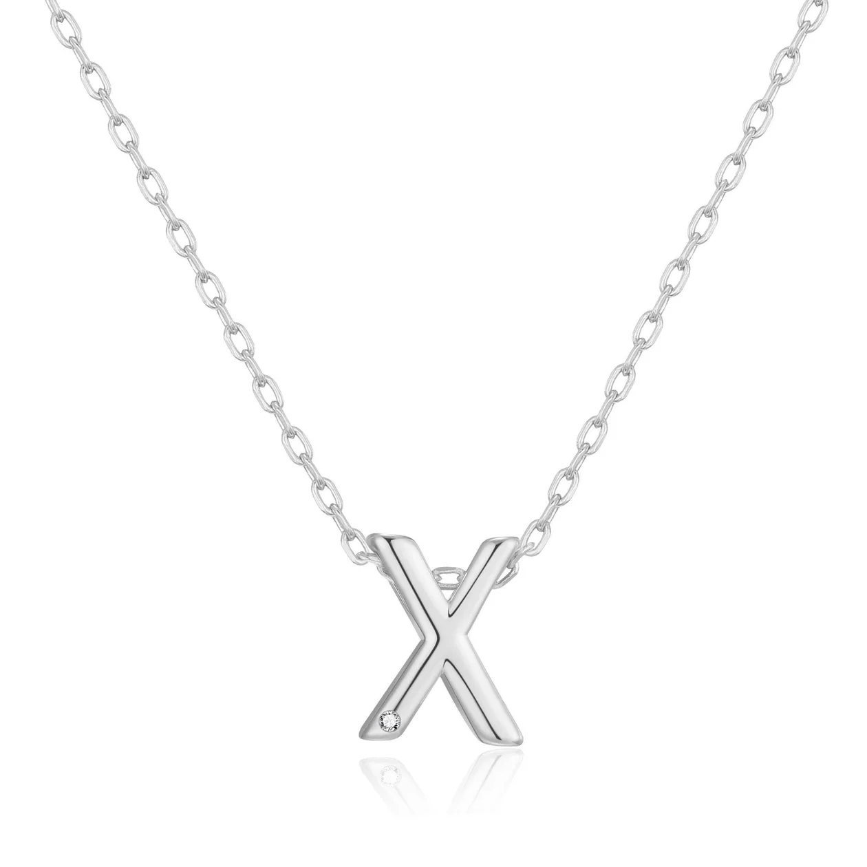 Customisable Initial Necklace (A-Z) with Option of Birthstone Charm - X: the shop's own photo
