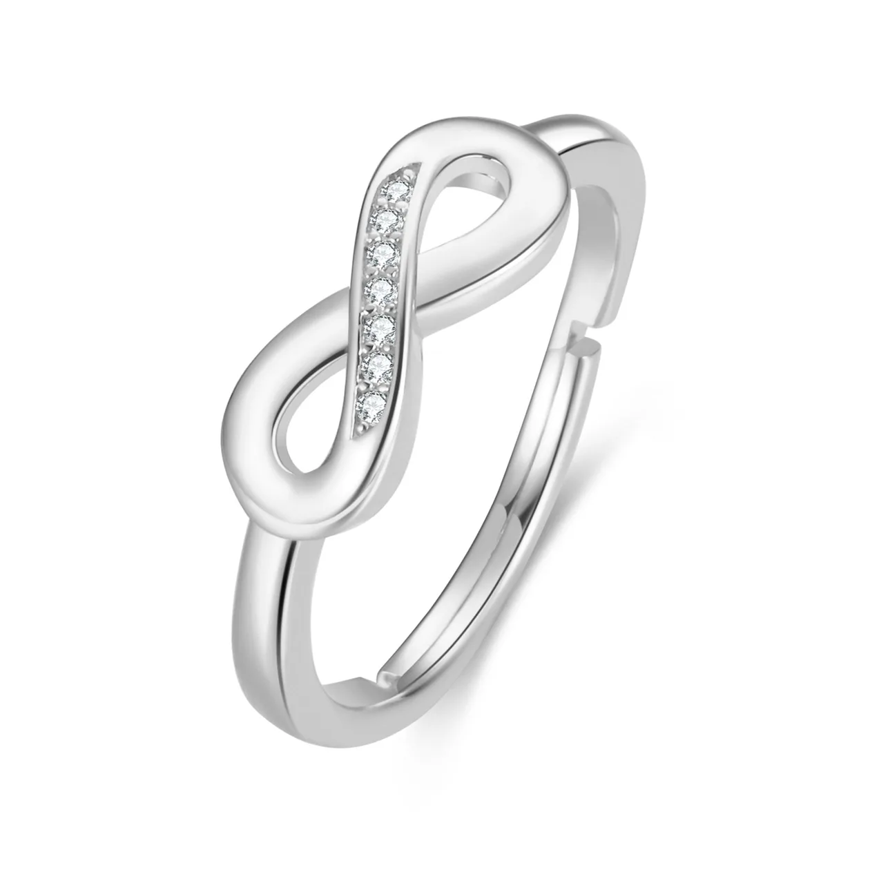 Silver Plated Adjustable Infinity Ring Created with Zircondia® Crystals: the shop's own photo