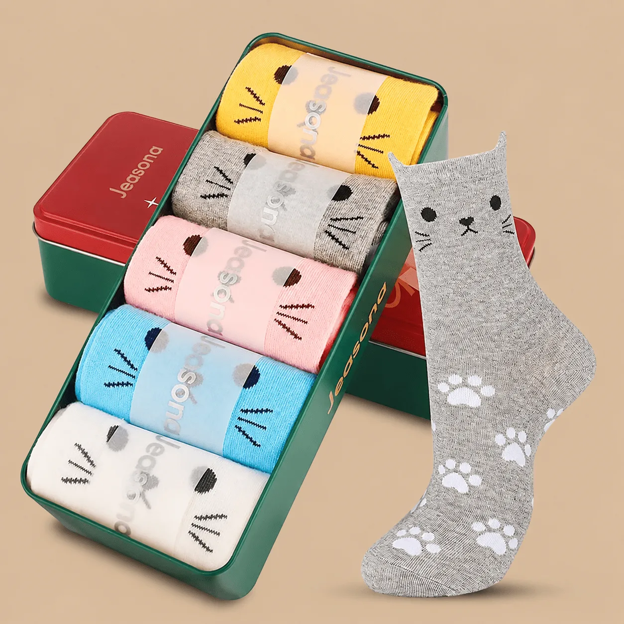 Cat Print Cotton Socks Set: the shop's own photo