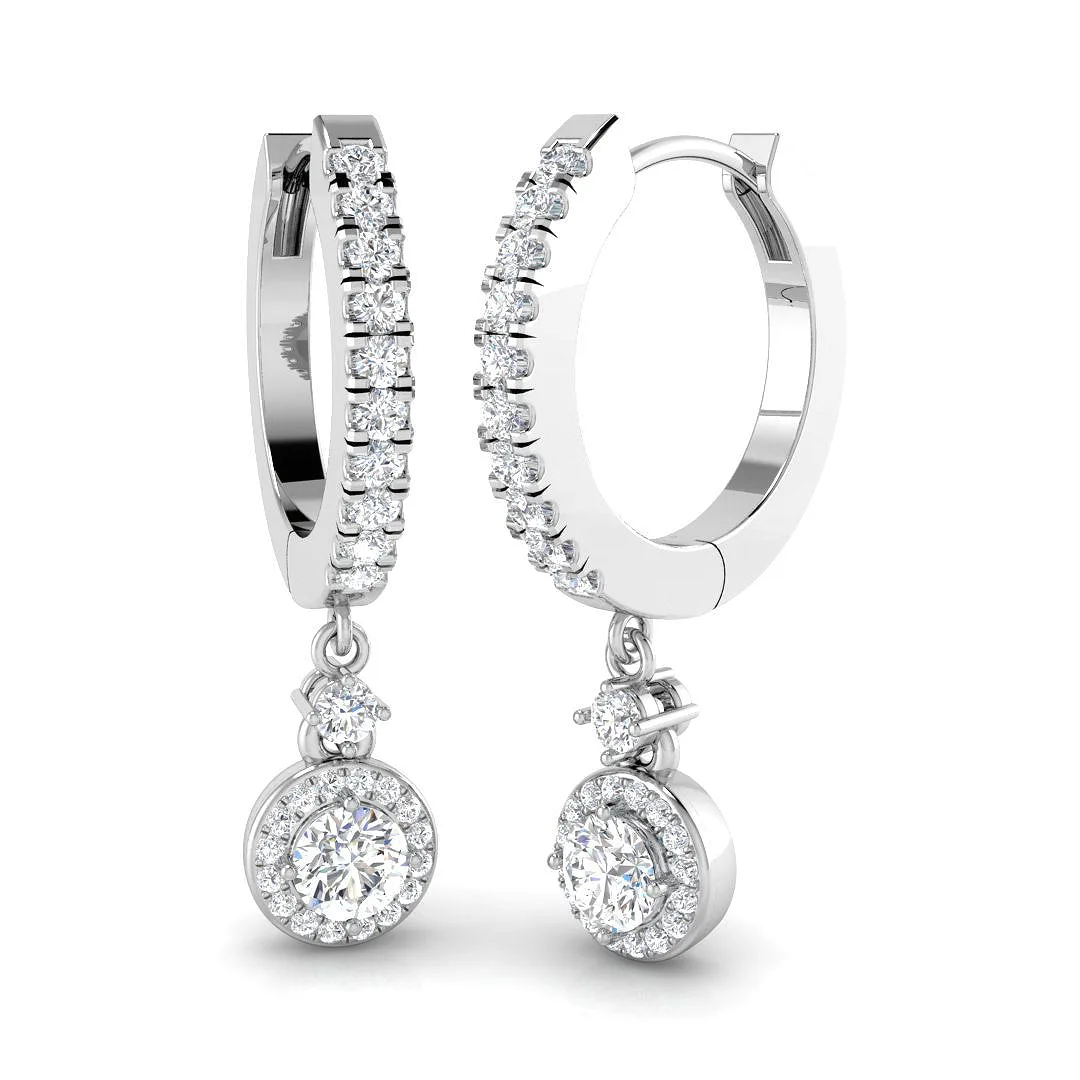 Erkly Gold Drop & Trilogy Diamond Earrings - 0.5ct Luxury Jewelry - 0.5 Carat / Lab Grown Diamond(D-VVS) / 9k Rose Gold: the shop's own photo