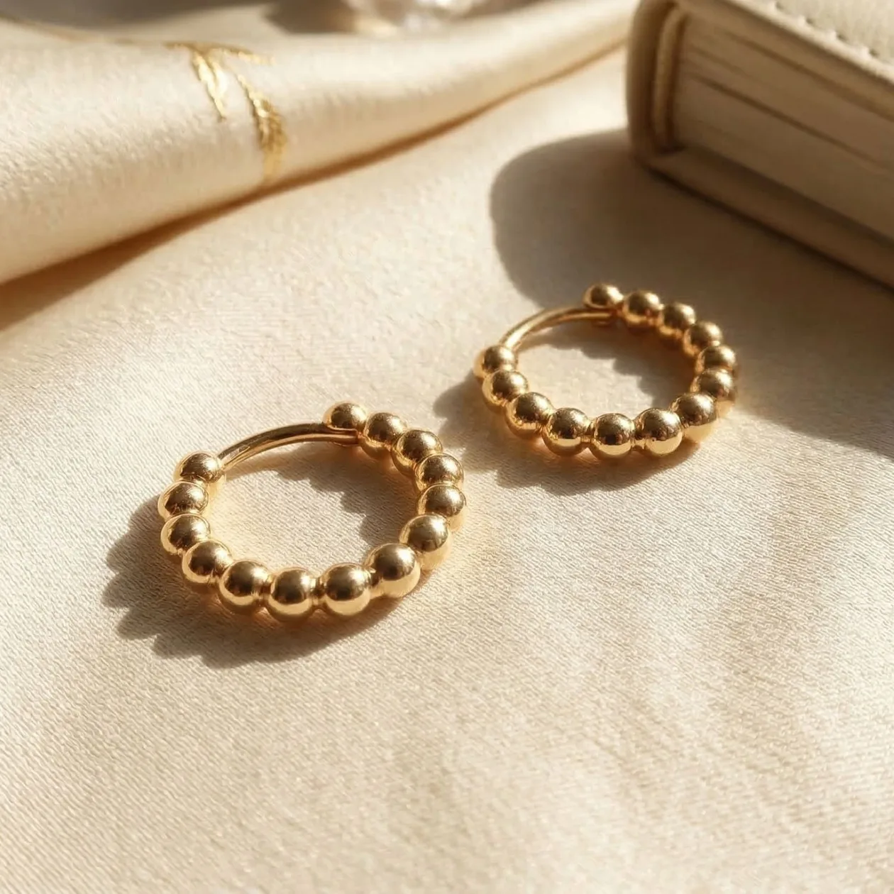 18ct Gold Plated Beaded Huggies: the shop's own photo