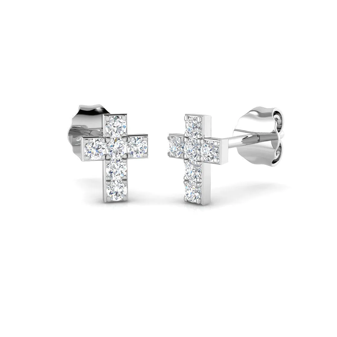 Stud Earrings with Cross Shape Diamond Cluster - 9kt Gold - 0.33 Carat / Lab Grown Diamond(D-VVS) / 9k Rose Gold: the shop's own photo