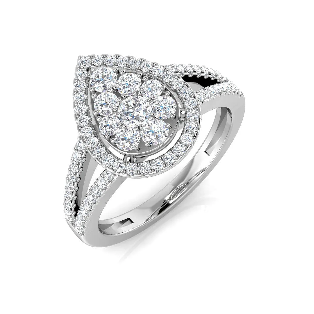 Natural Round Cut Diamond Pear Shape Cluster Ring - Lab Grown Diamond / 0.50 Carat / 18k Yellow Gold: the shop's own photo