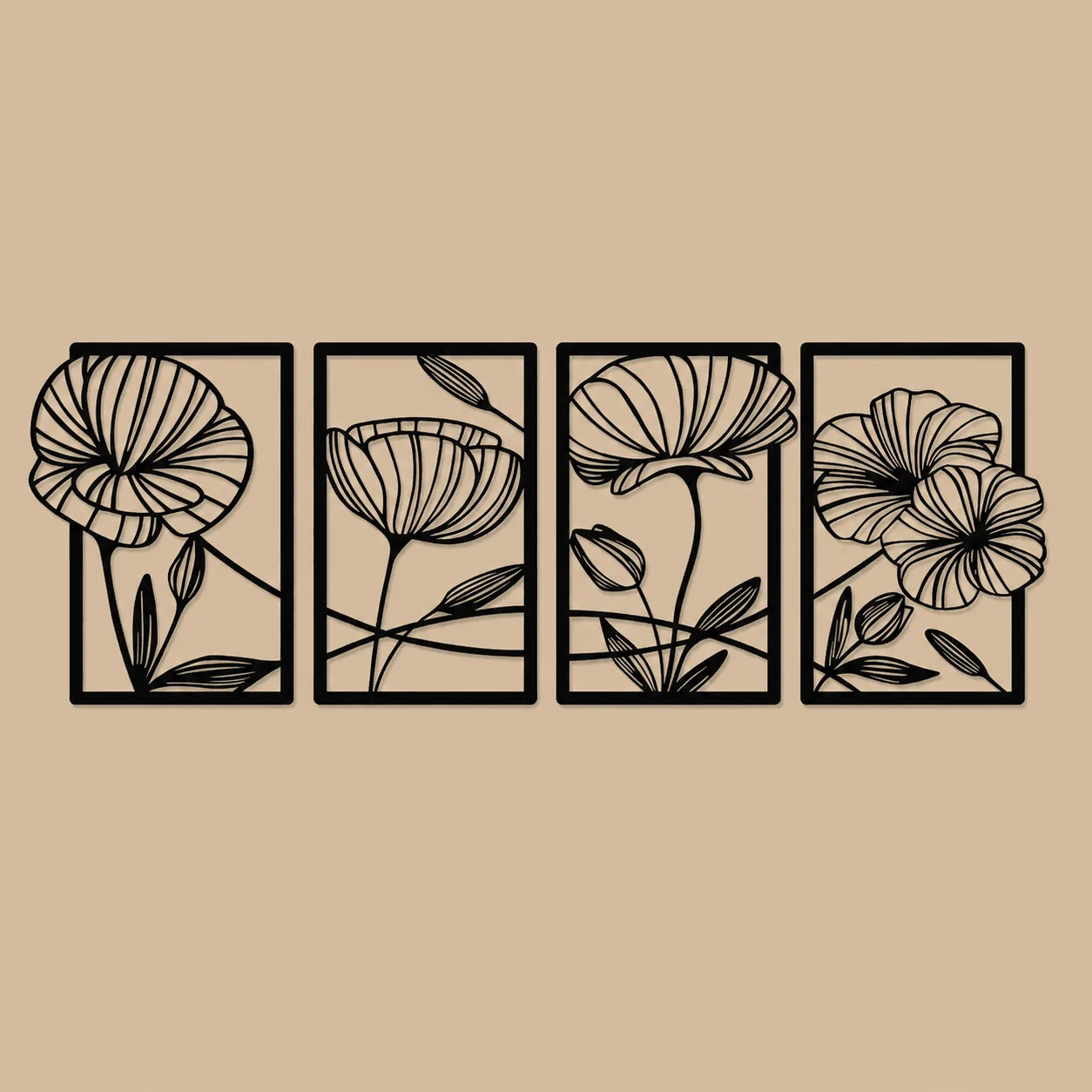 Black Lotus Wooden Wall Art, Set of 4: the shop's own photo