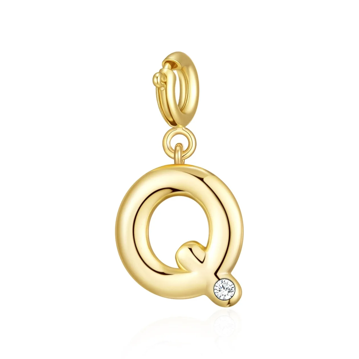 18k Gold Plated Clip On Initial Charms Letter A-Z Created with Zircondia® Crystals - Q: the shop's own photo
