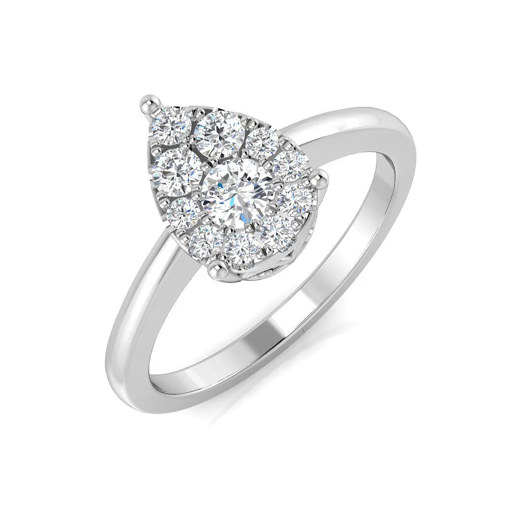 Natural Round Cut Diamond Pear Shape Engagement Ring - Lab Grown Diamond / 0.50 Carat / 18k Yellow Gold: the shop's own photo