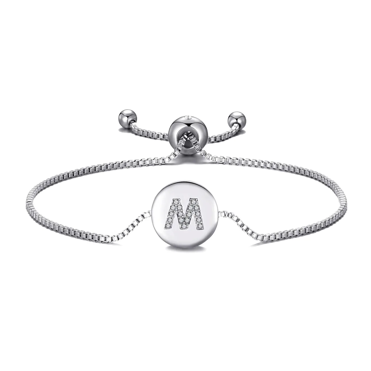 Initial Friendship Slider Bracelet Letter M Created with Zircondia® Crystals: the shop's own photo