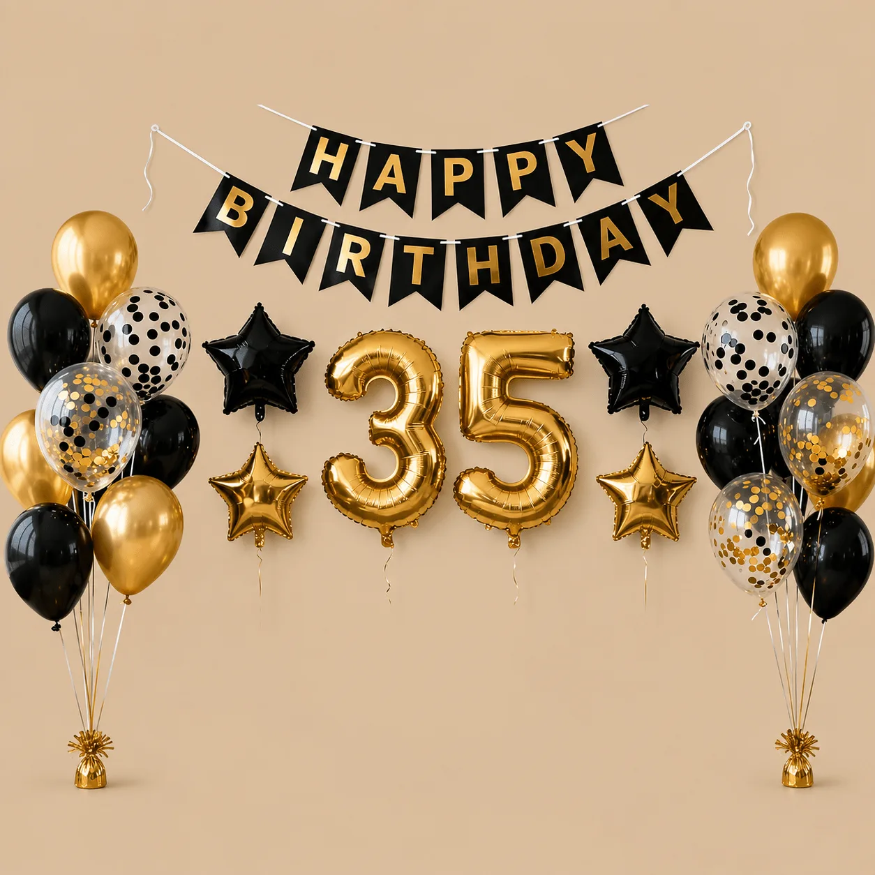 35th Birthday Black & Gold Balloon Set: the shop's own photo