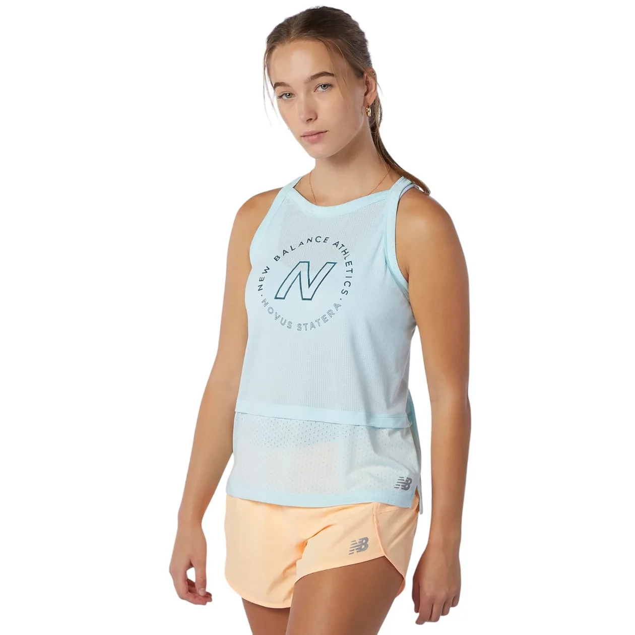New Balance Womens Printed Impact Run Hybrid Tank Top - Blue | Size: XS: the shop's own photo