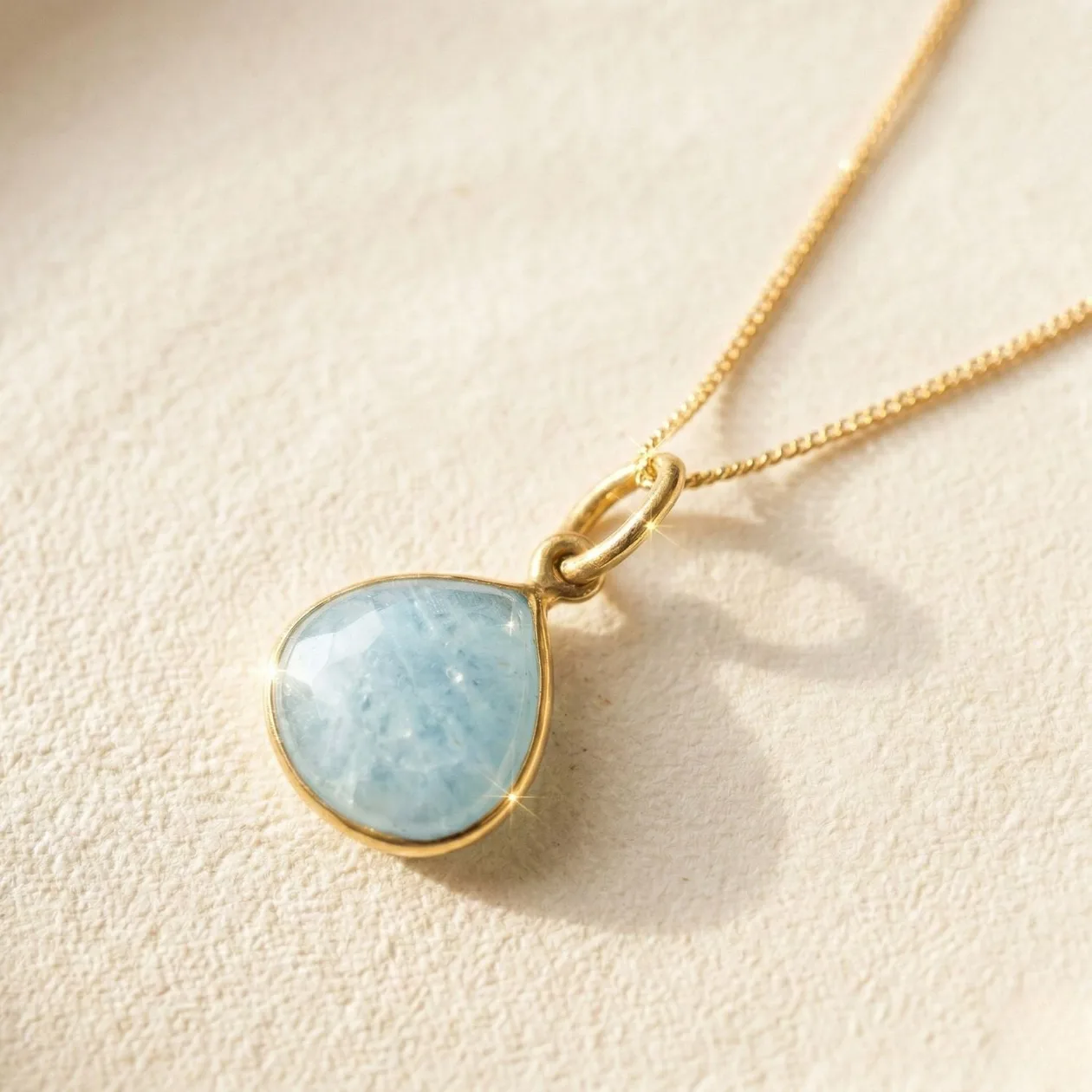 18ct Gold Vermeil Plated Aquamarine March Birthstone Necklace: the shop's own photo