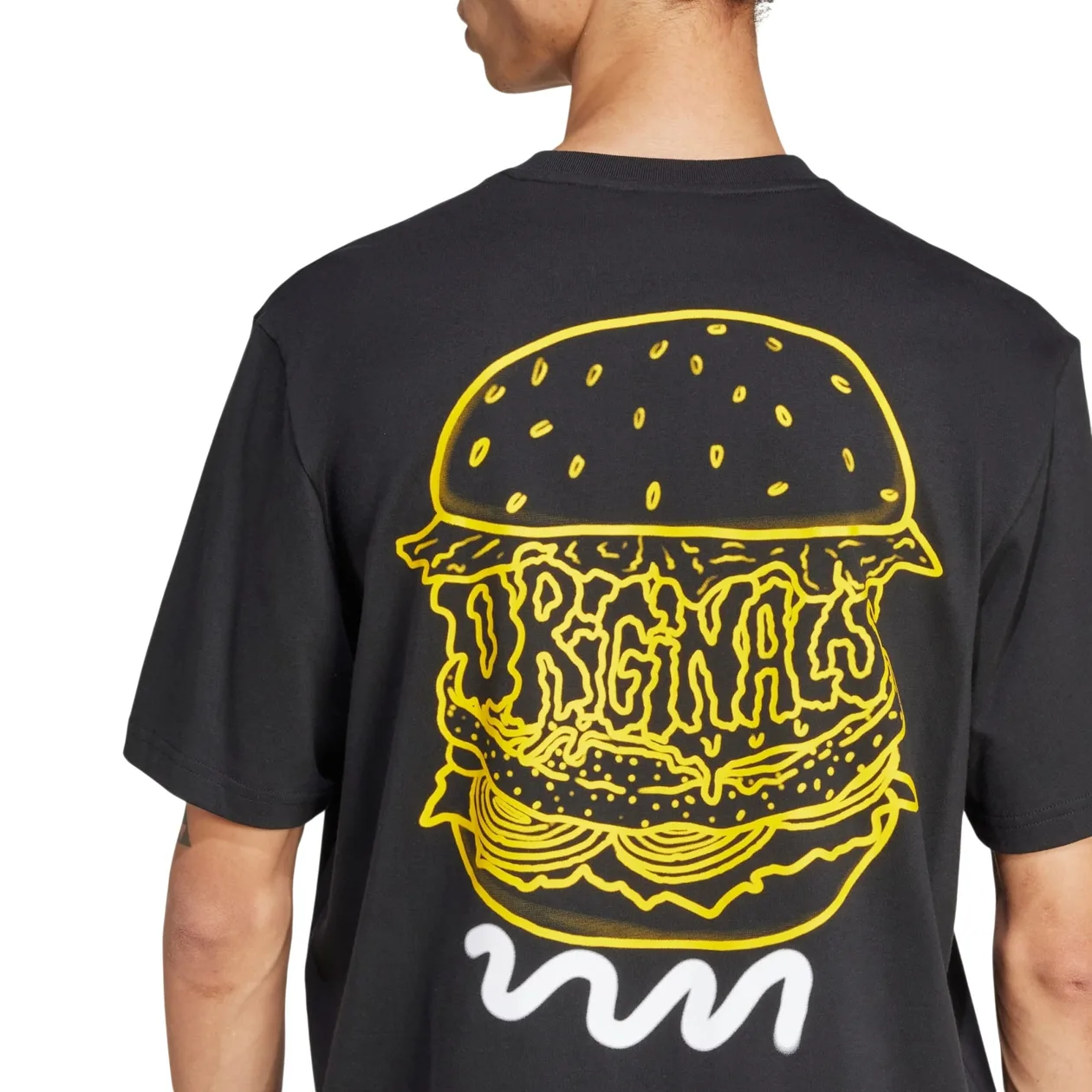 adidas Originals Burger & Fries Graphic T Shirt - Black | Size: 2XS: the shop's own photo