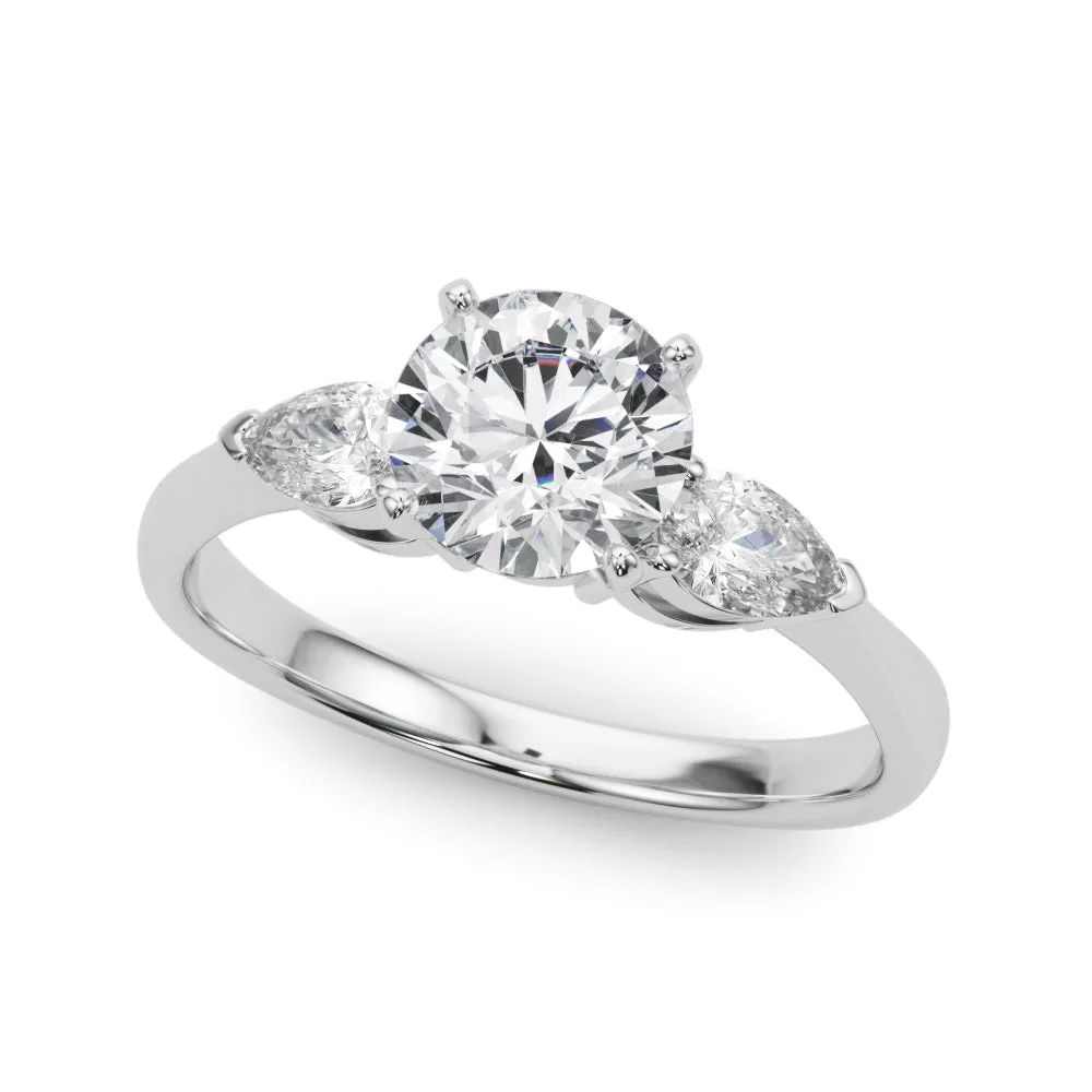 Lab Grown D/VVS Pear & Round Cut Diamond 3-Stone Engagement Ring - 0.50 Carat / 18k Yellow Gold: the shop's own photo