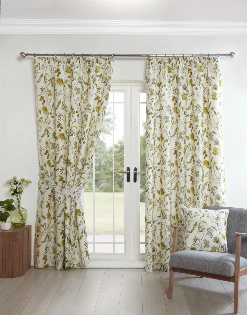Grove Fennel Pencil Pleat Curtains - 66" x 90": the shop's own photo