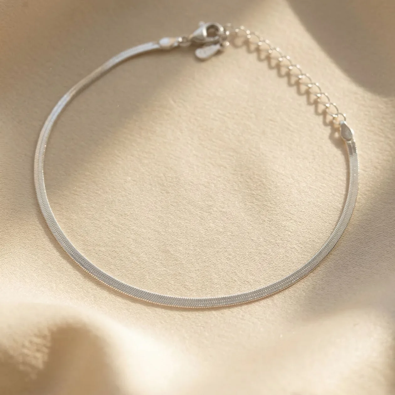 Sterling Silver Everyday Herringbone Chain Bracelet: the shop's own photo