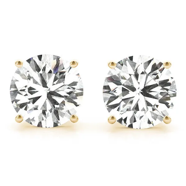 Stud Earrings with Natural Round Diamond Claw Setting - 18k Gold - H/I / 0.60 Carat / 18k Rose Gold: the shop's own photo