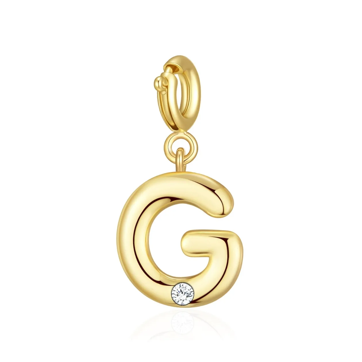 18k Gold Plated Clip On Initial Charms Letter A-Z Created with Zircondia® Crystals - G: the shop's own photo